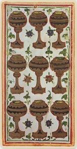 The Nine of Cups, facsimile of a tarot card from the 